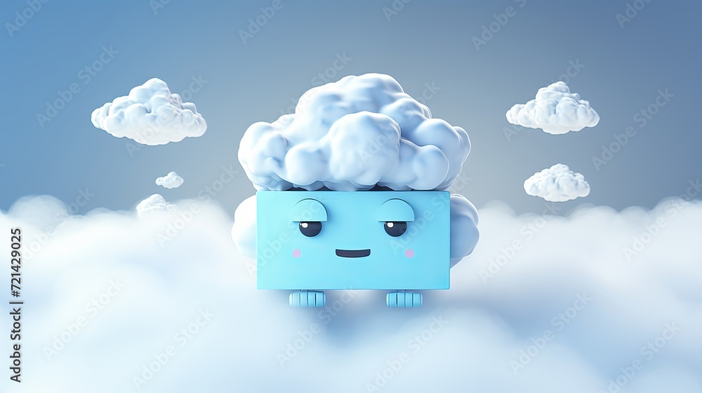 Poster a concept of an artificial intelligence cloud that has a robot head
