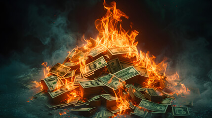 Pile of Money on Fire