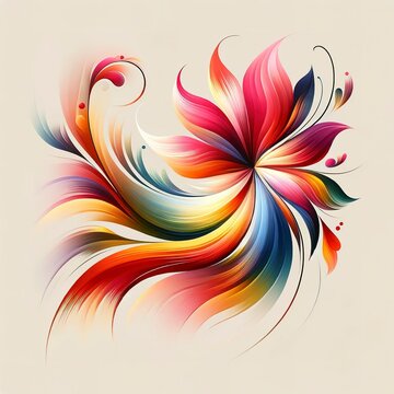 Abstract flower in vibrant colors flowing with elegance and love