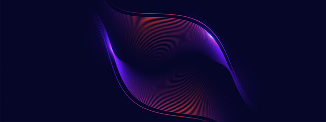  Abstract dark background with glowing wave. Technology hi-tech futuristic template. Vector illustration