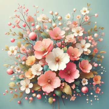 Blossom floral bouquet decoration Colorful beautiful flowers background