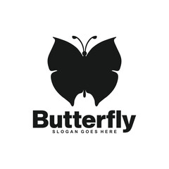 Black butterfly vector icon, isolated on white