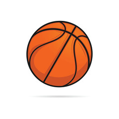 Basketball ball. Vector color illustration. Isolated on white background. Hand drawn design element for label and poster