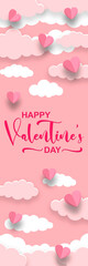 Pink sky background. Valentine's day concept. Vector illustration, banner.
