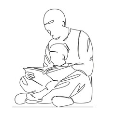 dad reading a book to child