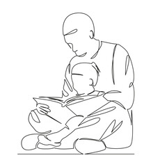 dad reading a book to child