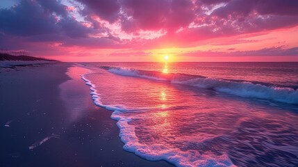 Crimson Horizon: A Serene Seascape with a Stunning Sunset