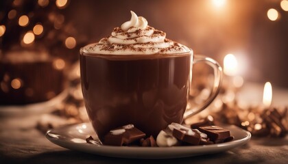 Hot Chocolate Indulgence, a luxurious mug of hot chocolate with whipped cream