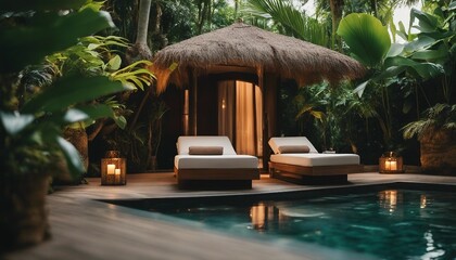 Luxurious Tropical Spa, an open-air spa set in a tropical garden, offering relaxation