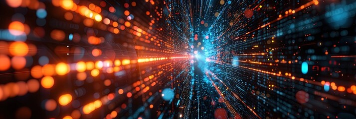 Fototapeta premium Technology concept with glowing circuitry and data for background, header, wallpaper