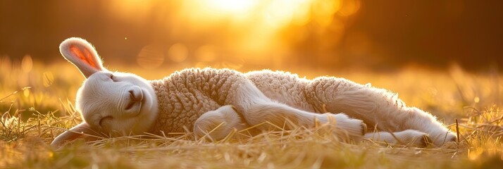 lamb laying in the sun