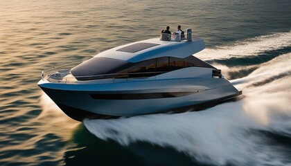 Advanced Solar-Powered Boat, a state-of-the-art solar-powered boat cruising on calm waters