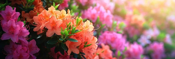 Poster Colorful azalea flowers on panoramic banner © Brian