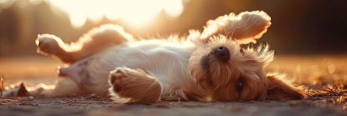 Animal (dog) laying out in the warm summer sun - obrazy, fototapety, plakaty