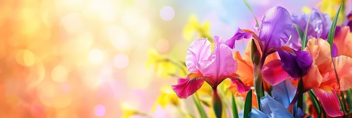 Foto op Plexiglas Colorful irises flowers blossoming in the spring daylight © Brian