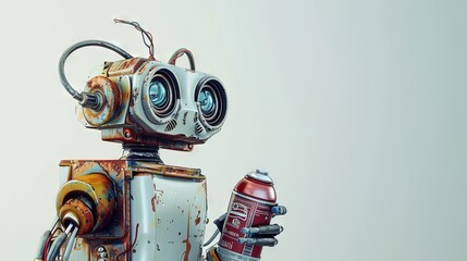 AI artist - robot using spray paint  - obrazy, fototapety, plakaty