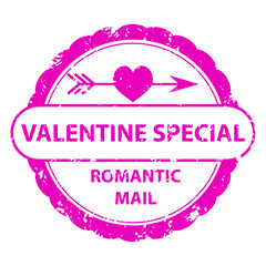 Romantic mail rubber stamp, valentine special icon