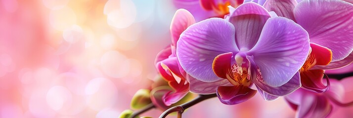 Fototapeta na wymiar Colorful Orchid flowers blossoming in the spring daylight
