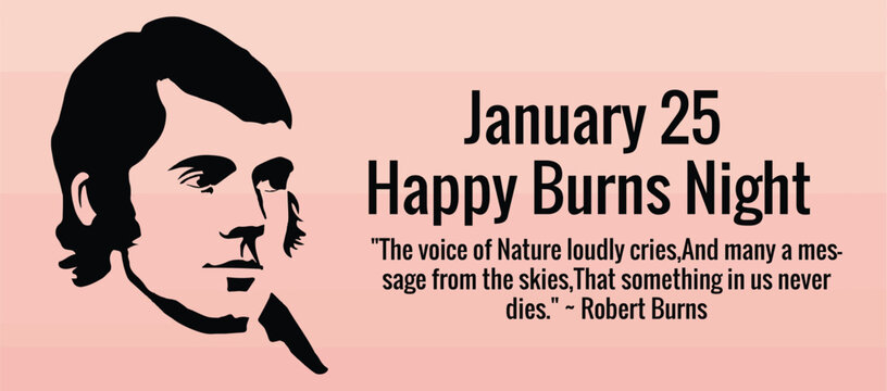 Robert Burns Night 25th January Scottish heritage festival. Vector vintage illustration