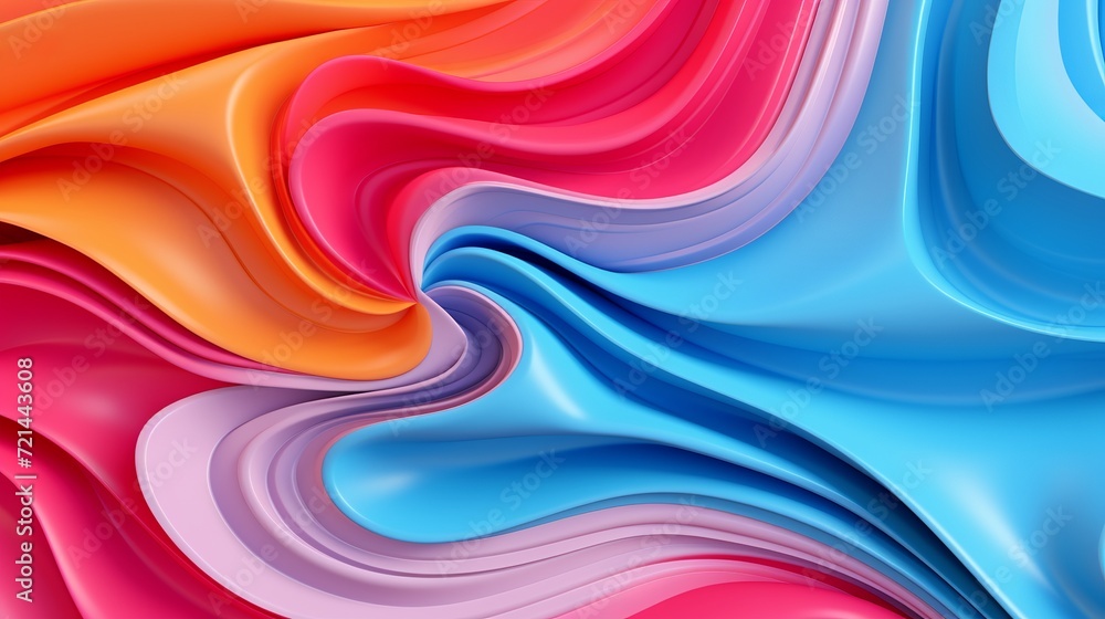 Poster the backdrop features a wave pattern of multicolored colors and flowing liquid