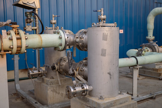 Housing strainer for sea water spray pump. The photo is suitable to use for industry background photography, power plant poster and maintenance content media.