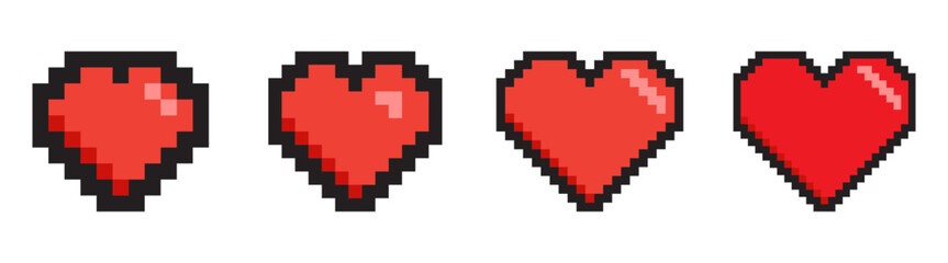 heart love pixelated icon vector video game, 8 bit, life symbol