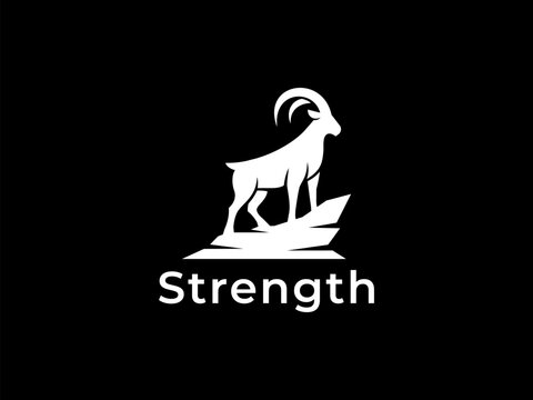 goat logo vector illustration. ibex goat mountain logo template	