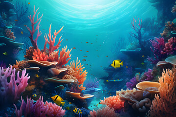 Underwater coral reef  - obrazy, fototapety, plakaty