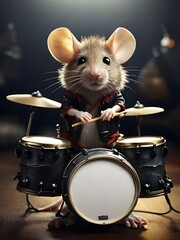 a mouse playing druma
