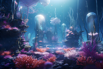 Underwater coral reef  - obrazy, fototapety, plakaty