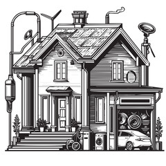 Architectural Outlines: Minimalist House, Silhouettes of Houses