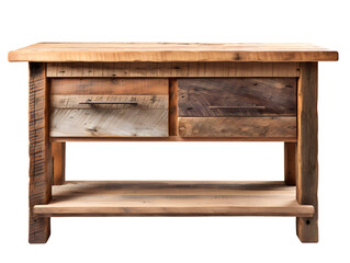 Reclaimed Wood Kitchen Island, isolated on a transparent or white background