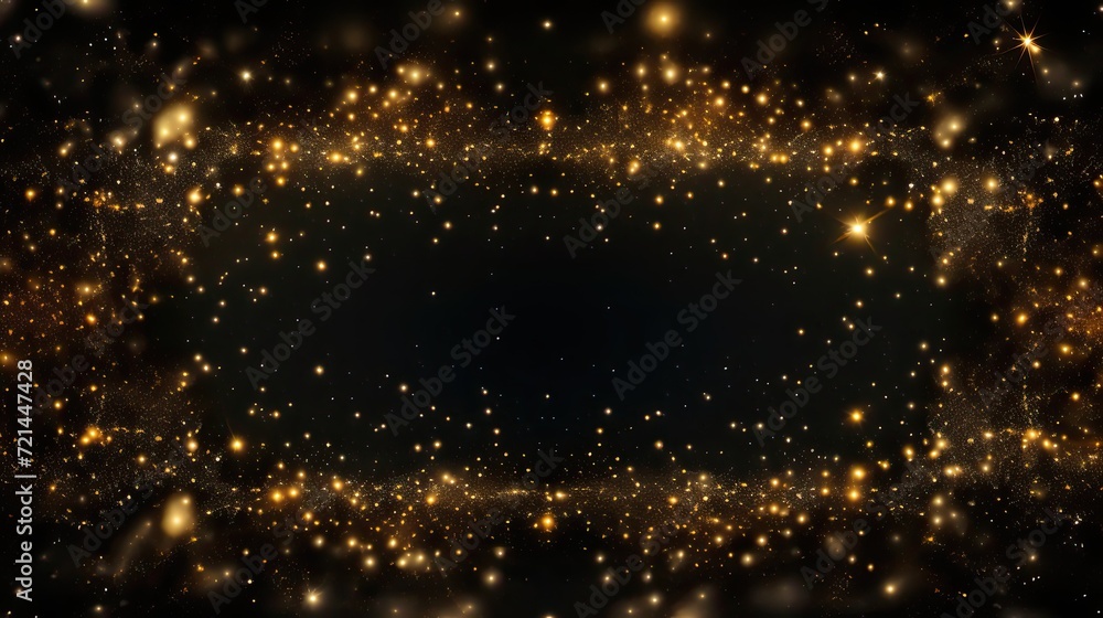 Poster an elegant black background adorned with a shimmering rectangle frame in gold.