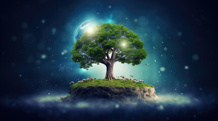 a beautiful universe inspired nature tree, big plant artwork