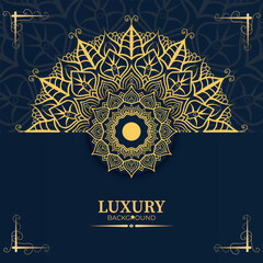Luxury mandala background with golden arabesque pattern Arabic Islamic east style. Decorative mandala for print, poster, cover, brochure, flyer, banner, and your desired ideas. Mandala for Henna.
