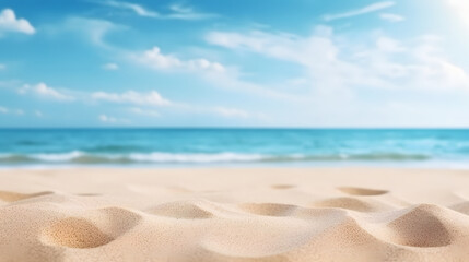 Beach sea sand and blue sky in summer day