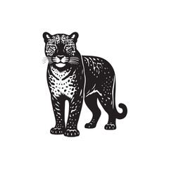 Graceful Night Stalker: Jaguar Silhouette Series Embodying the Elegance and Power of this Enigmatic Creature - Jaguar Illustration - Jaguar Vector
