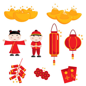 chinese new year decoration element set