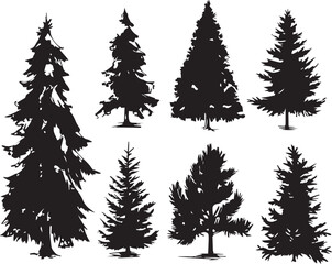 Set Trees. Hand drawn vector illustration
