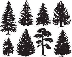 Set Trees. Hand drawn vector illustration