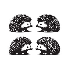 Quirky Outlines: Hedgehog Silhouette Collection Illustrating the Endearing Quirks of Hedgehog Life - Hedgehog Illustration - Hedgehog Vector
