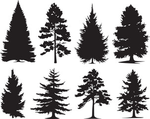 Fototapeta premium Set Trees. Hand drawn vector illustration