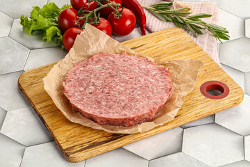 Raw beef uncooked burger cutlet