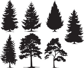 Fototapeta premium Set Trees. Hand drawn vector illustration