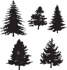 Fototapeta premium Set Trees. Hand drawn vector illustration
