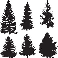Set Trees. Hand drawn vector illustration