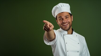 Naklejka premium A professional chef dressed in white with a cook hat and holding a soup ladle and pan stands against a pink background due to their discontent.