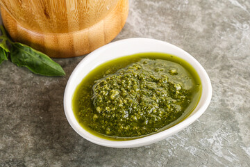 Homemade vegetarian basil pesto sauce