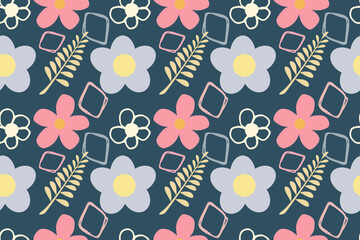 Vector pattern illustration , nature elements , flowers , modern and trendy hand drawn abstract elements ,for your design ,print paper or fabric , banner , flayer , and over design.