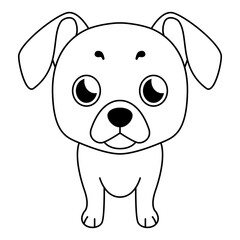Funny dog and heart vector illustration. Cool dog puppy. Cartoon dog. Line art